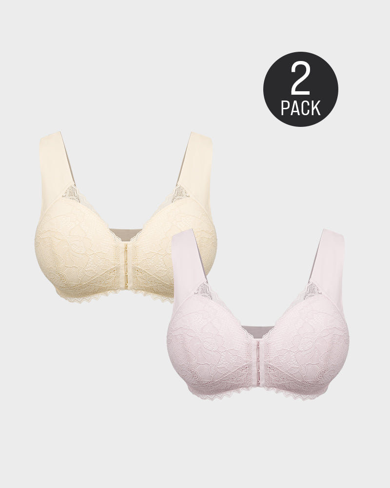 Soutien-gorge push-up sans armatures avec dentelle à clip sur le devant 