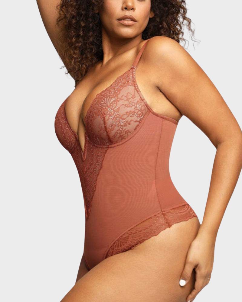 Sexy Lace Deep-V Neck Bodysuit