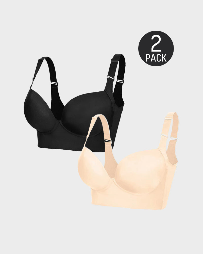 Soutien-gorge push-up lissant SheCurve® - Noir + Beige (LOT DE 2)