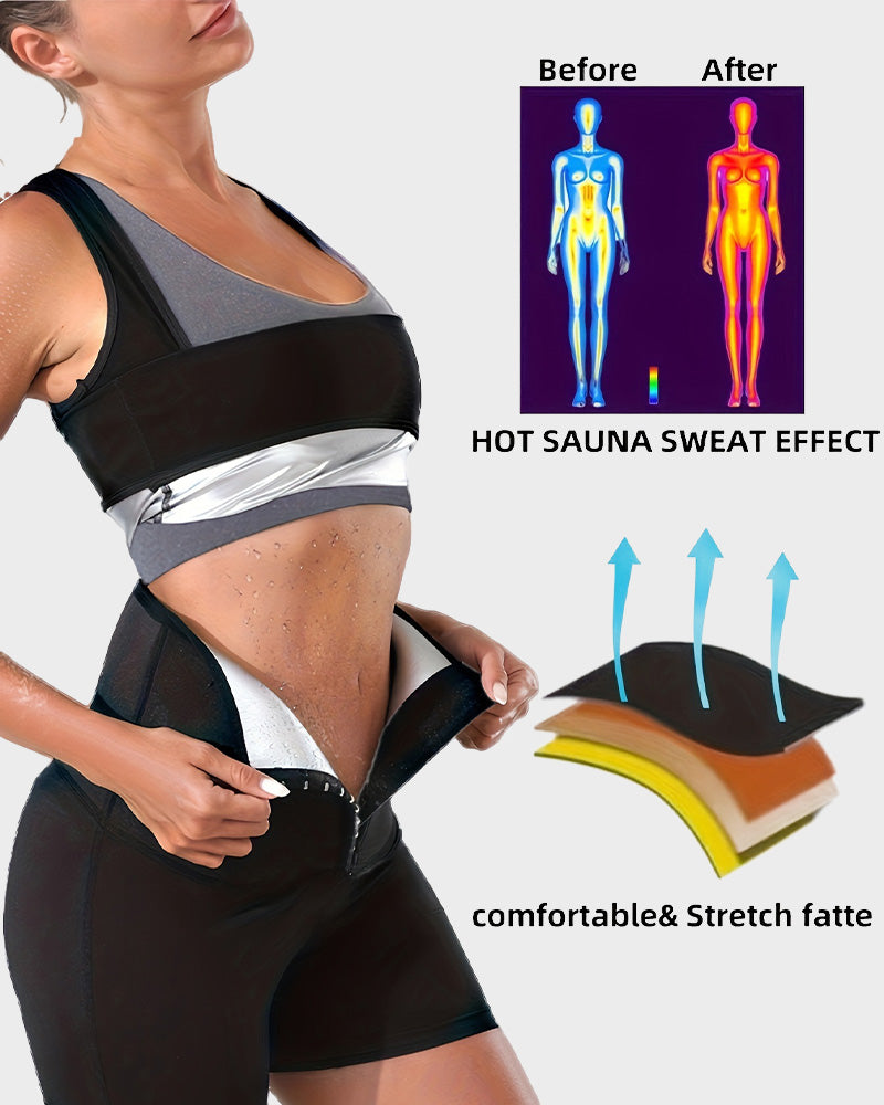 Pantalones cortos de sauna con cremallera de 3/4 de largo para mujer SheCurve®