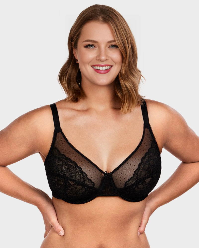 Full Coverage Lace Minimizer Bra - Petal