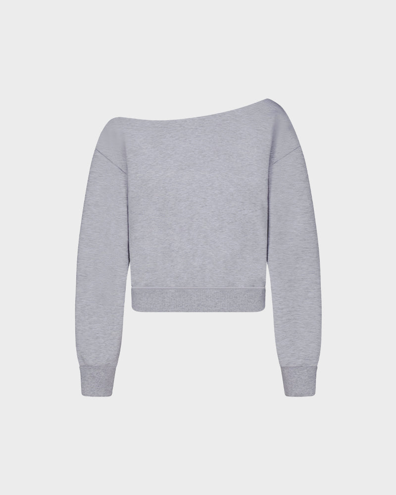 Sweat-shirt à manches longues doux et extensible à épaules dénudées