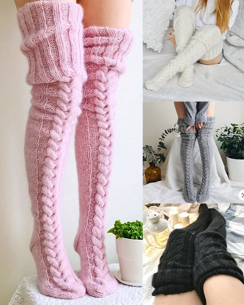 Chaussettes hautes en tricot torsadé chaud SheCurve®