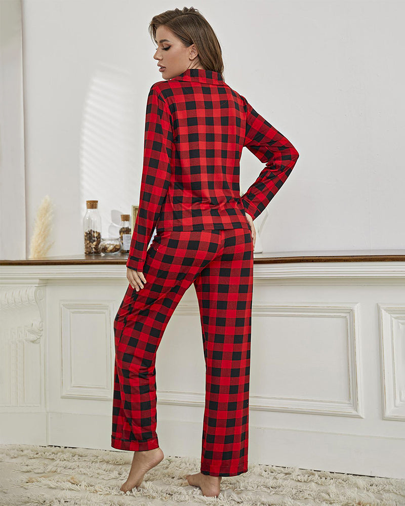 Christmas Plaid Long Sleeve Pajama Set - Small Plaid