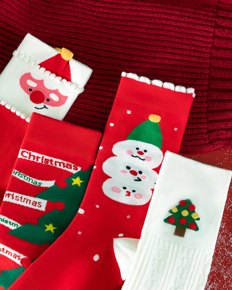 Chaussettes douces et confortables à imprimé de Noël (lot de 4)