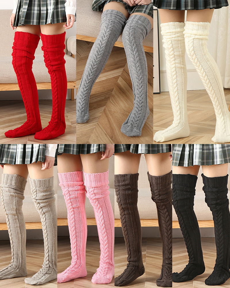 Chaussettes hautes en tricot torsadé chaud SheCurve®