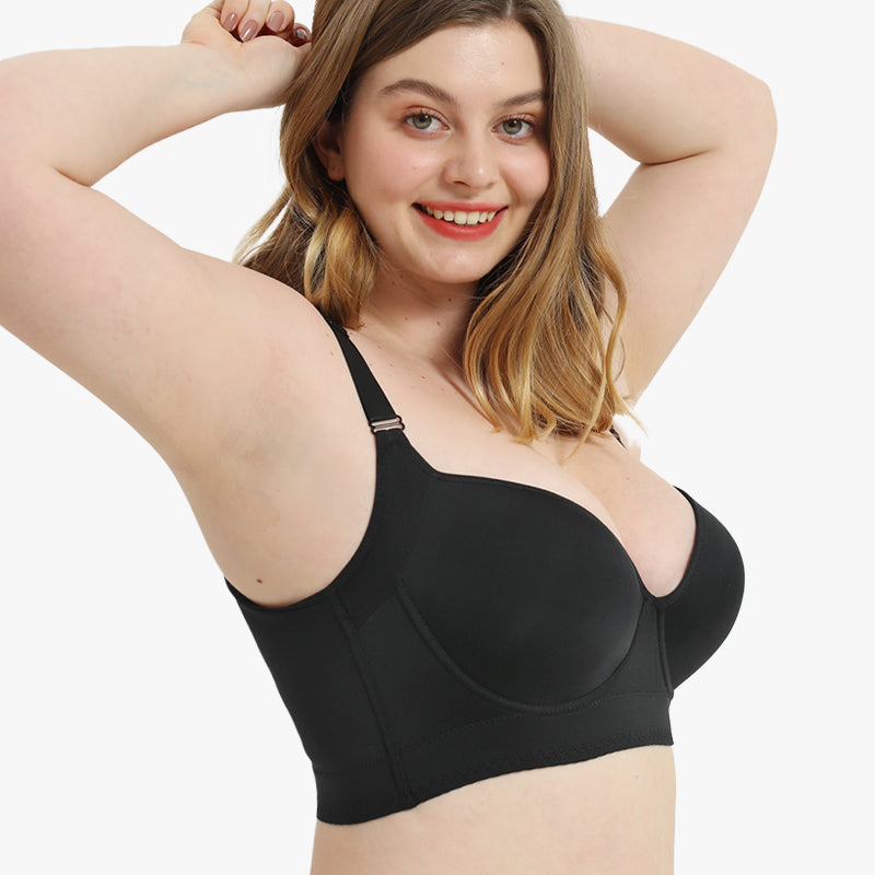 SheShape® Full-Coverage Back Smoothing Bra-Black