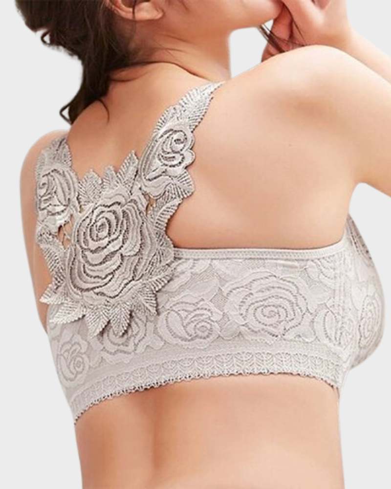 Soutien-gorge avec fermeture devant et broderie de roses