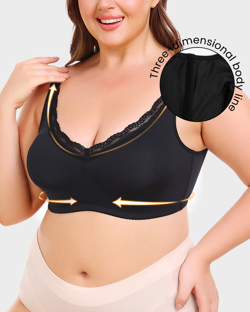 Full Coverage Lace Trim Minimizer Bra