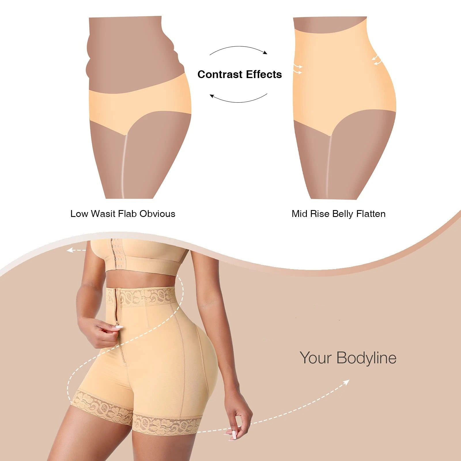 SheShape® High-Waisted Boned Shaping Shorts