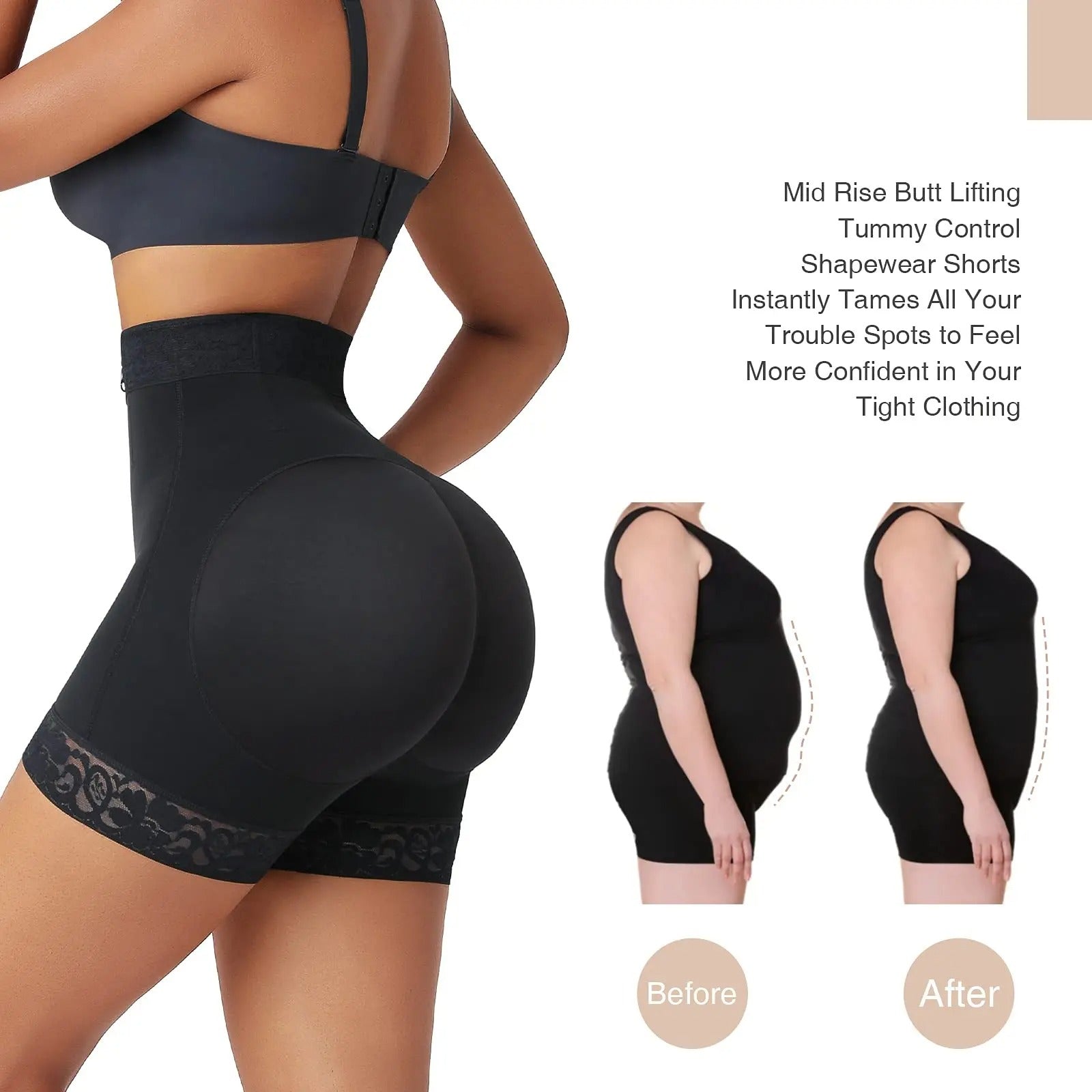 SheShape® High-Waisted Boned Shaping Shorts