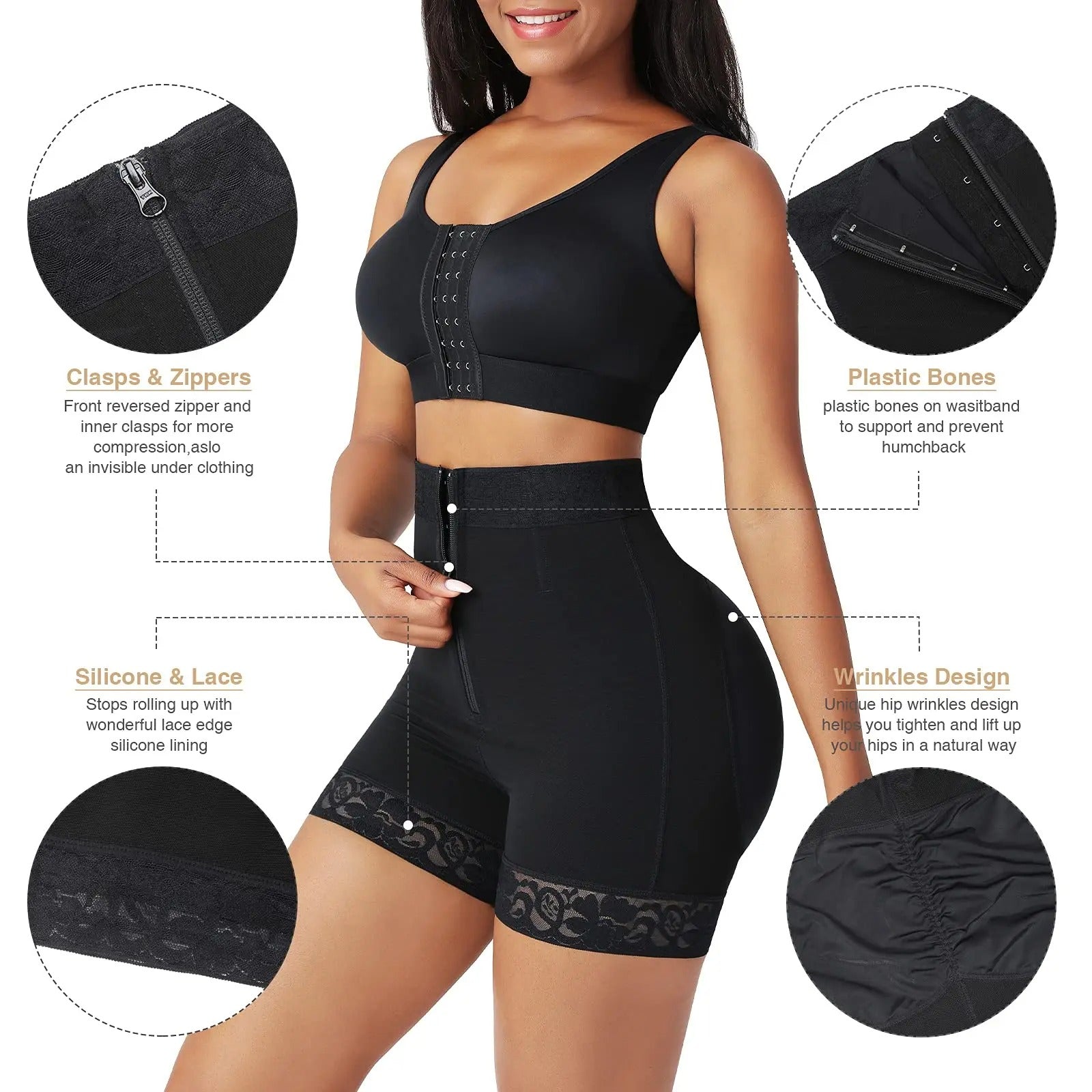 SheShape® High-Waisted Boned Shaping Shorts