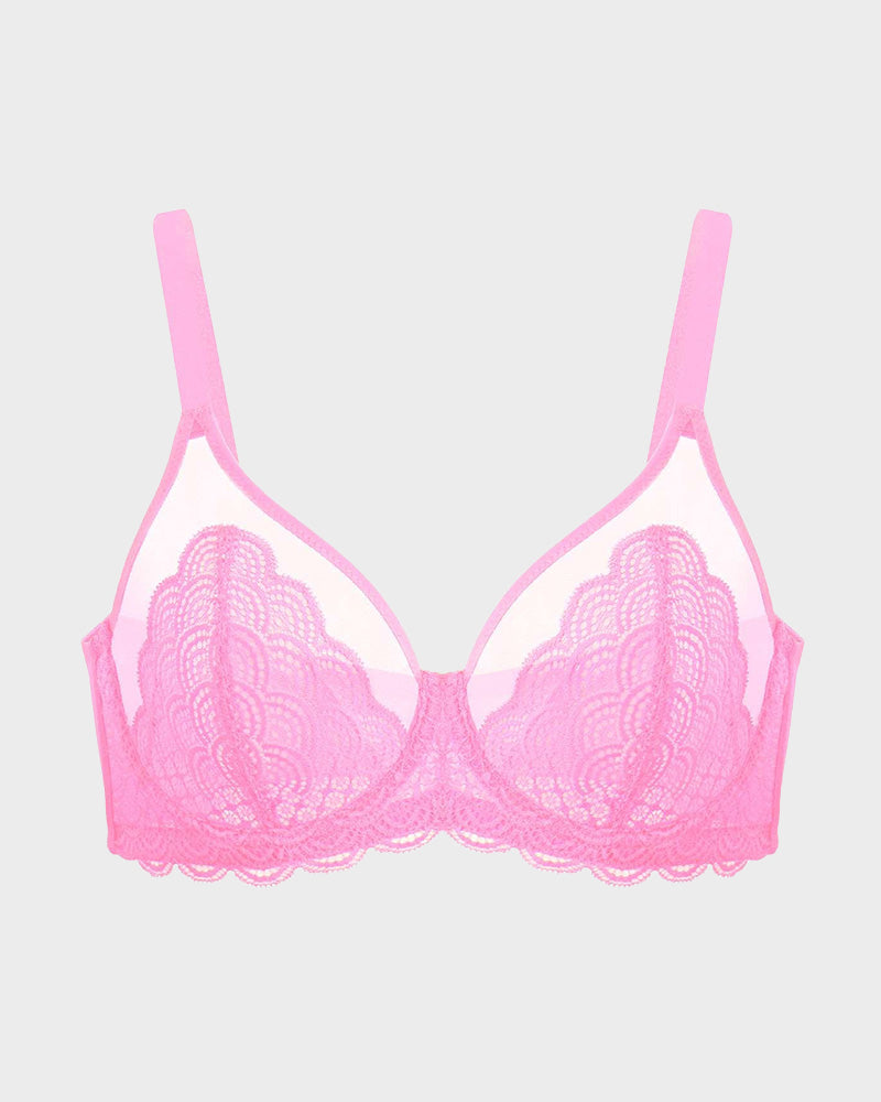 Full Coverage Lace Pink Minimizer Bra