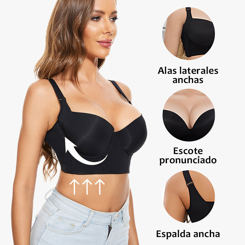 SheShape® Full-Coverage Back Smoothing Bra-Black