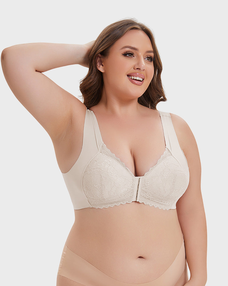 Front Clip Lace Wireless Push-Up Bra