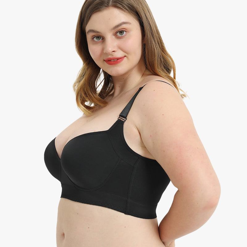 SheShape® Full-Coverage Back Smoothing Bra-Black