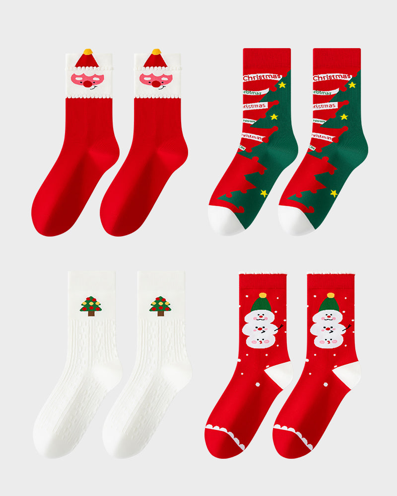 Chaussettes douces et confortables à imprimé de Noël (lot de 4)