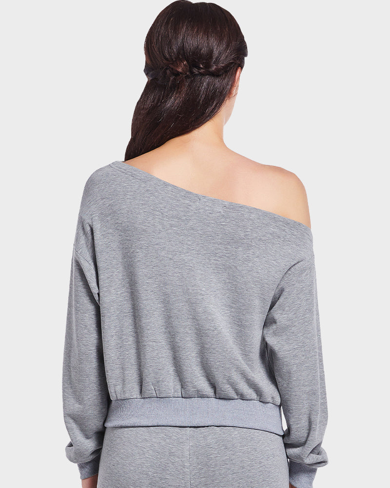 Soft Stretchy Off-Shoulder Long Sleeve Sweatshirt