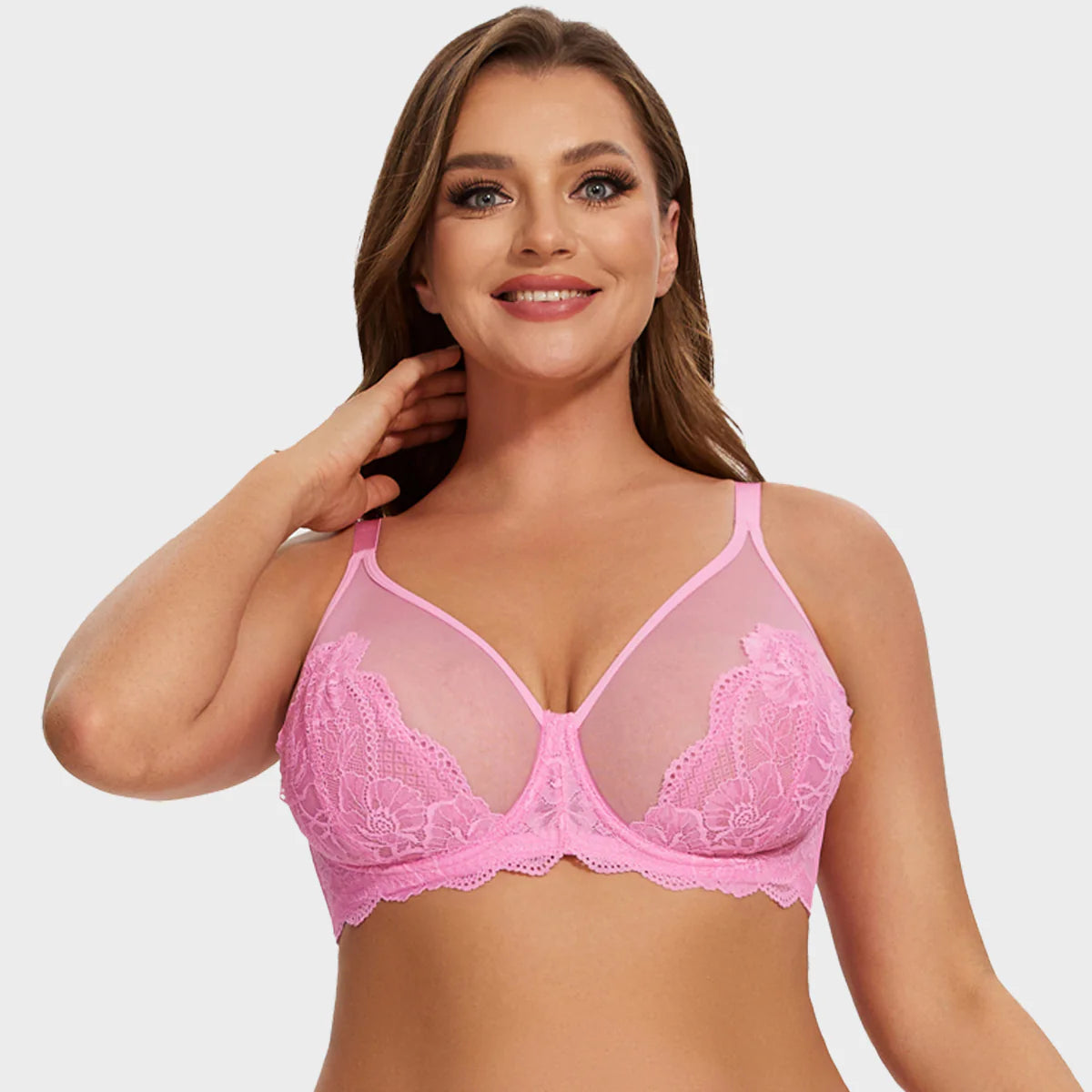 SheShape® Full Coverage Lace Minimizer Bra - Mermaid Black+Pink (2 PACK）