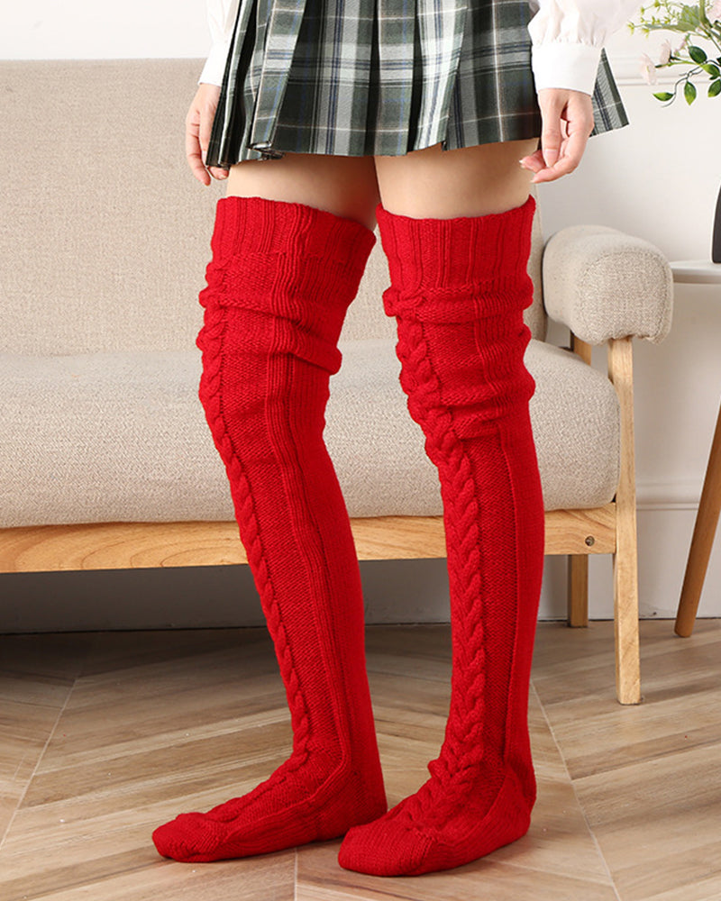 Calcetines de punto trenzado SheCurve®Warm hasta la rodilla