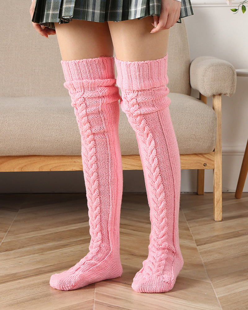 Calcetines de punto trenzado SheCurve®Warm hasta la rodilla