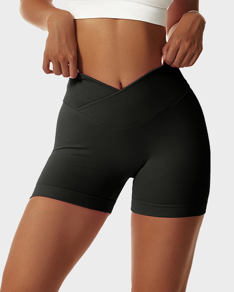 Short de fitness taille croisée en V pour soulever les fesses