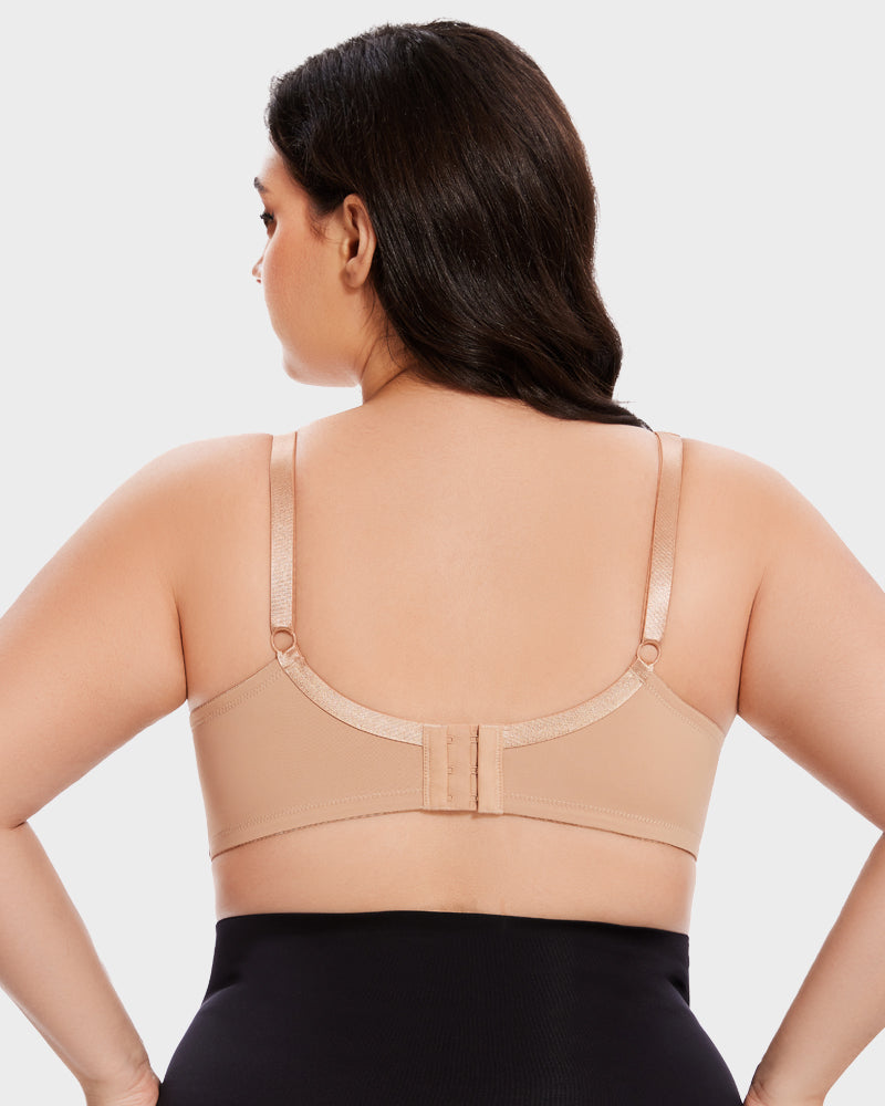 Soutien-gorge push-up à couverture complète avec bordure en dentelle en V profond