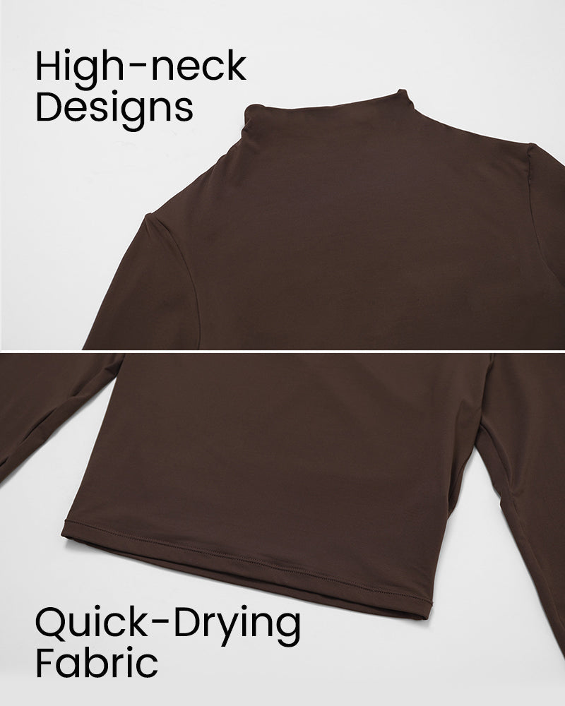 Mock Neck Long Sleeve Fitted Fitness Top