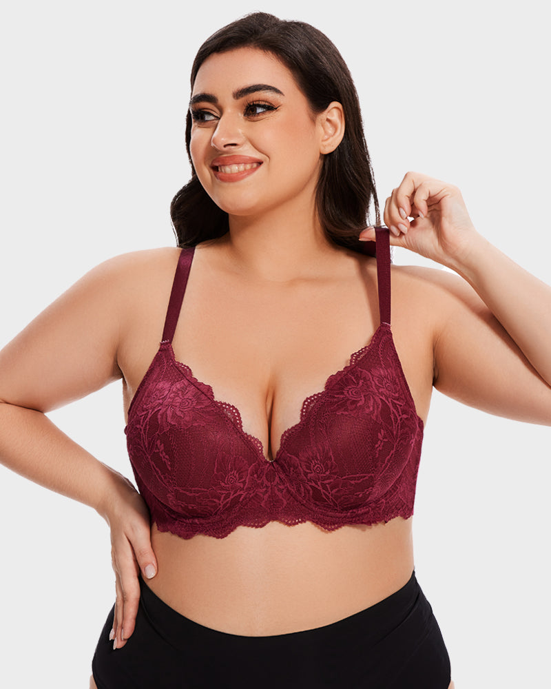 Soutien-gorge push-up à couverture intégrale en dentelle