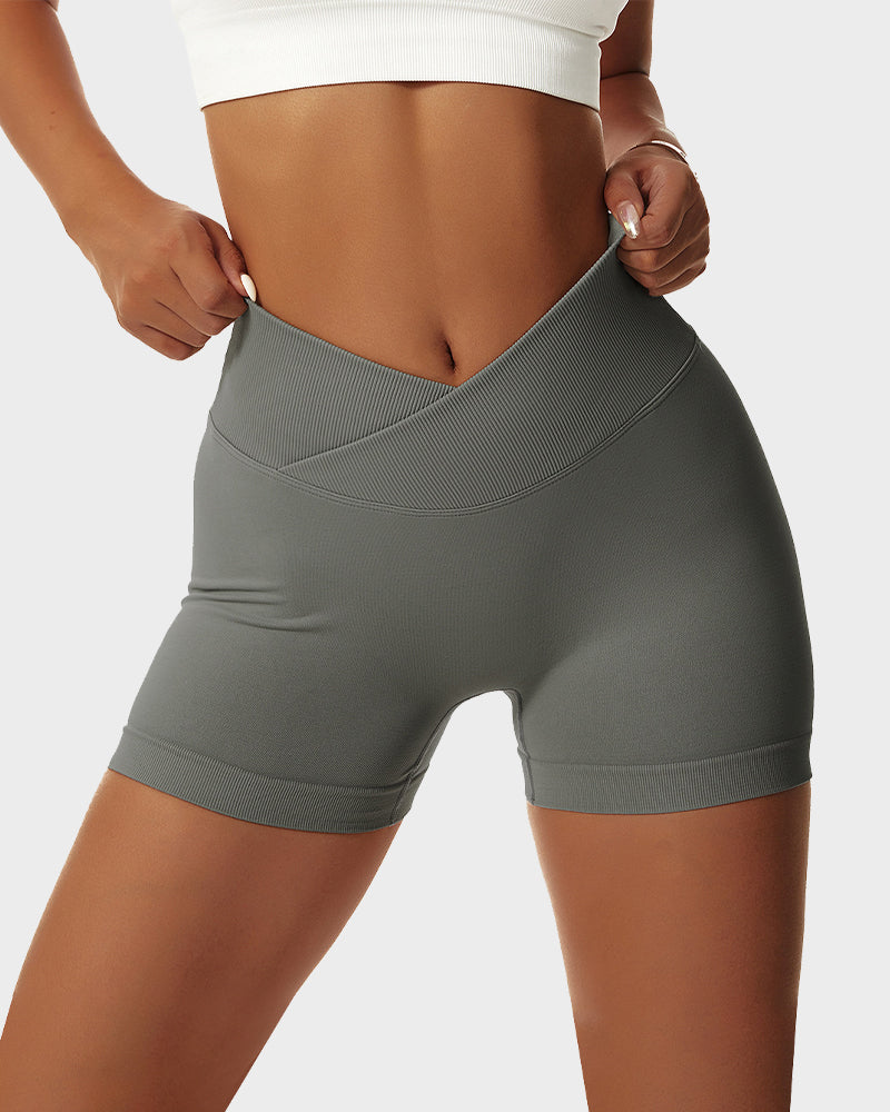 V-Cross Waist Butt Lifting Fitness Shorts