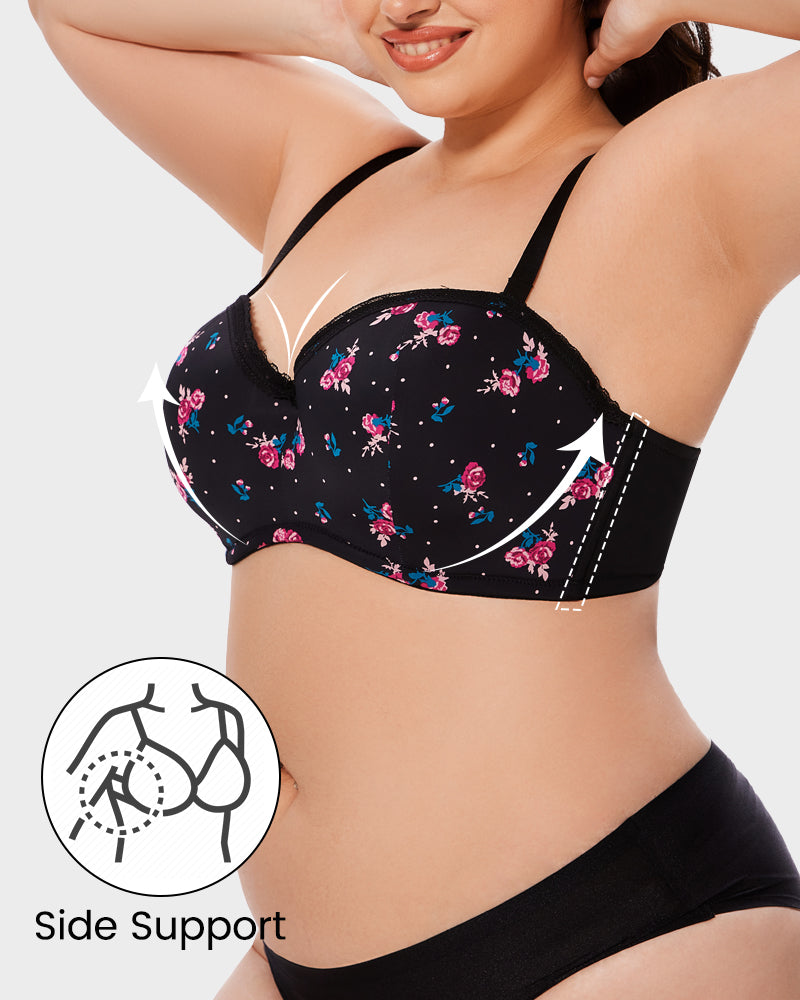 Soutien-gorge à armatures moulé avec bordure en dentelle et bretelles amovibles