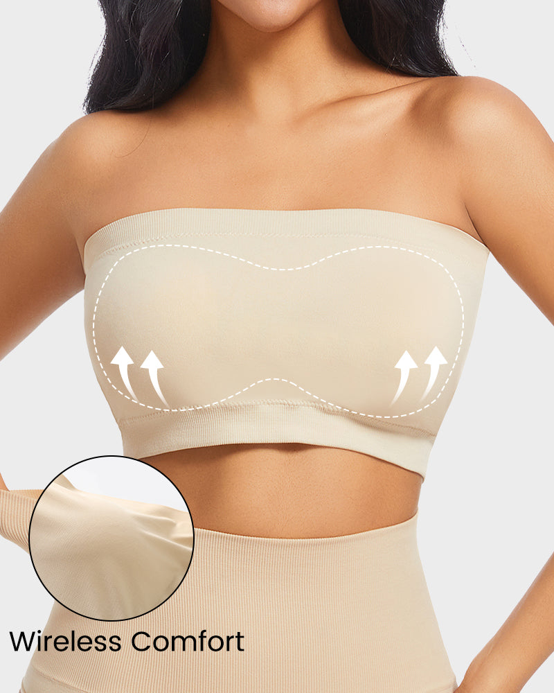 Sujetador bandeau sin tirantes, acolchado y cómodo sin costuras 