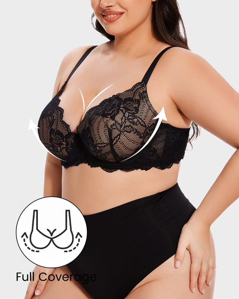 Soutien-gorge push-up à couverture intégrale en dentelle