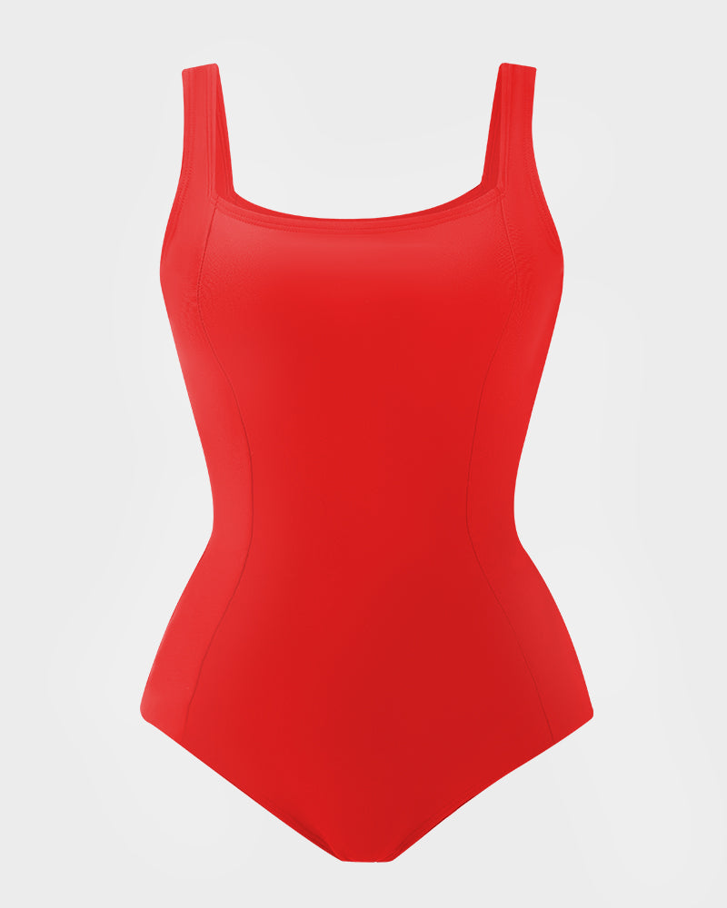 Maillot de bain sculptant à encolure carrée et dos lacé