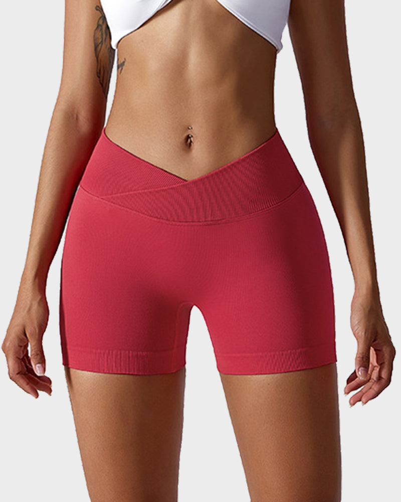 V-Cross Waist Butt Lifting Fitness Shorts