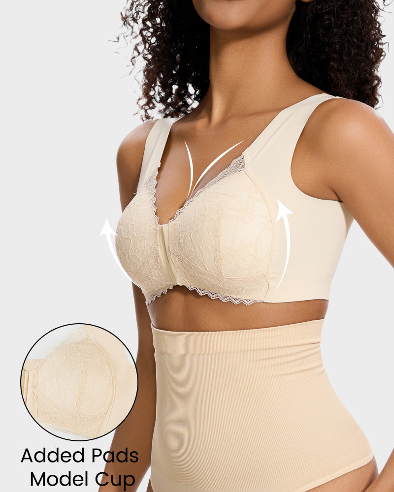 Front Clip Lace Wireless Push-Up Bra