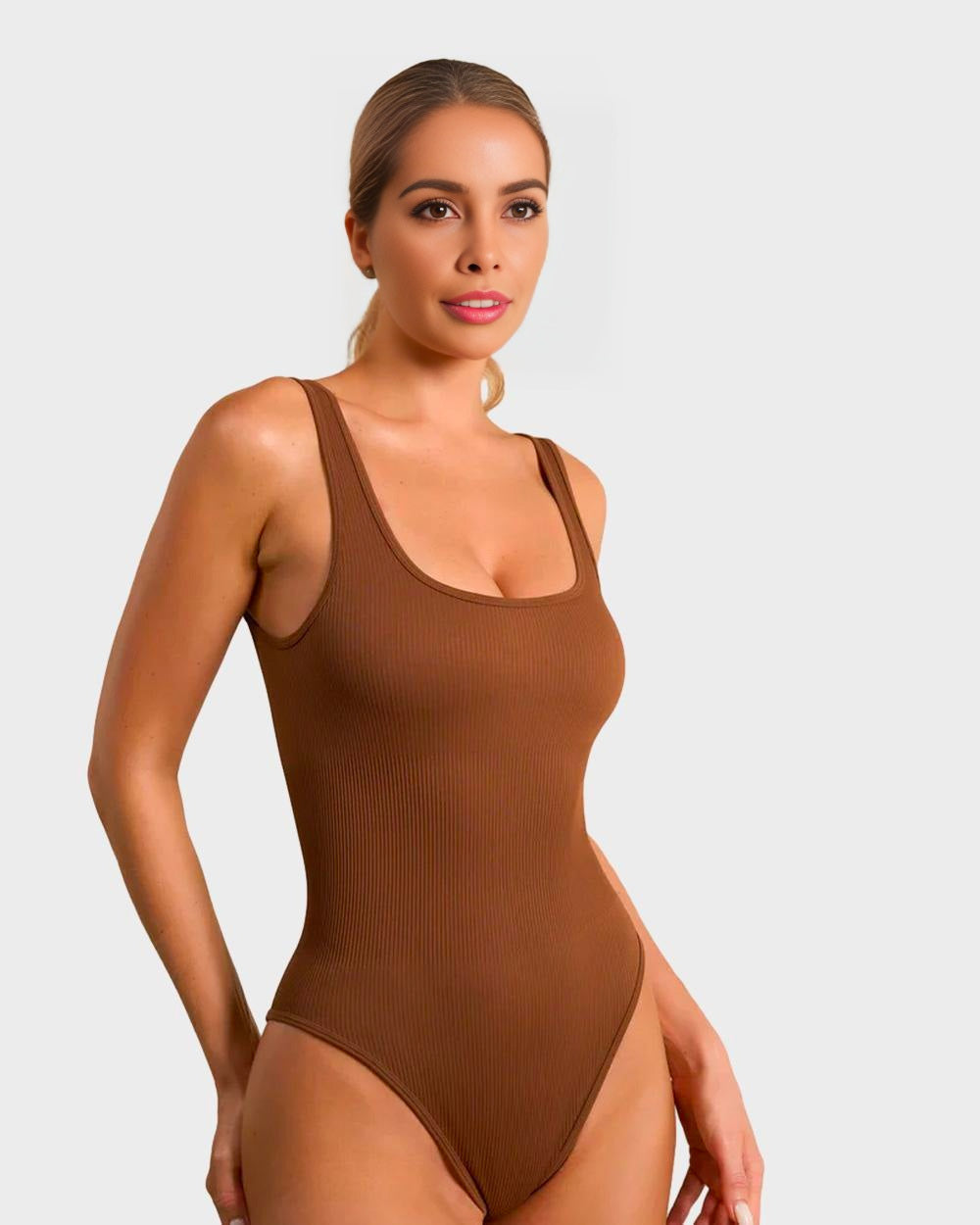 Wide Strap Backless Thong Bodysuit