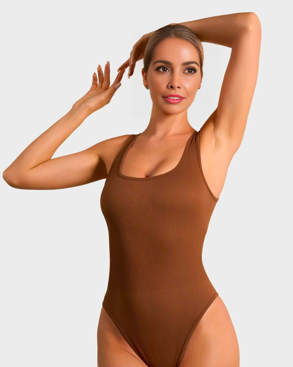 Wide Strap Backless Thong Bodysuit