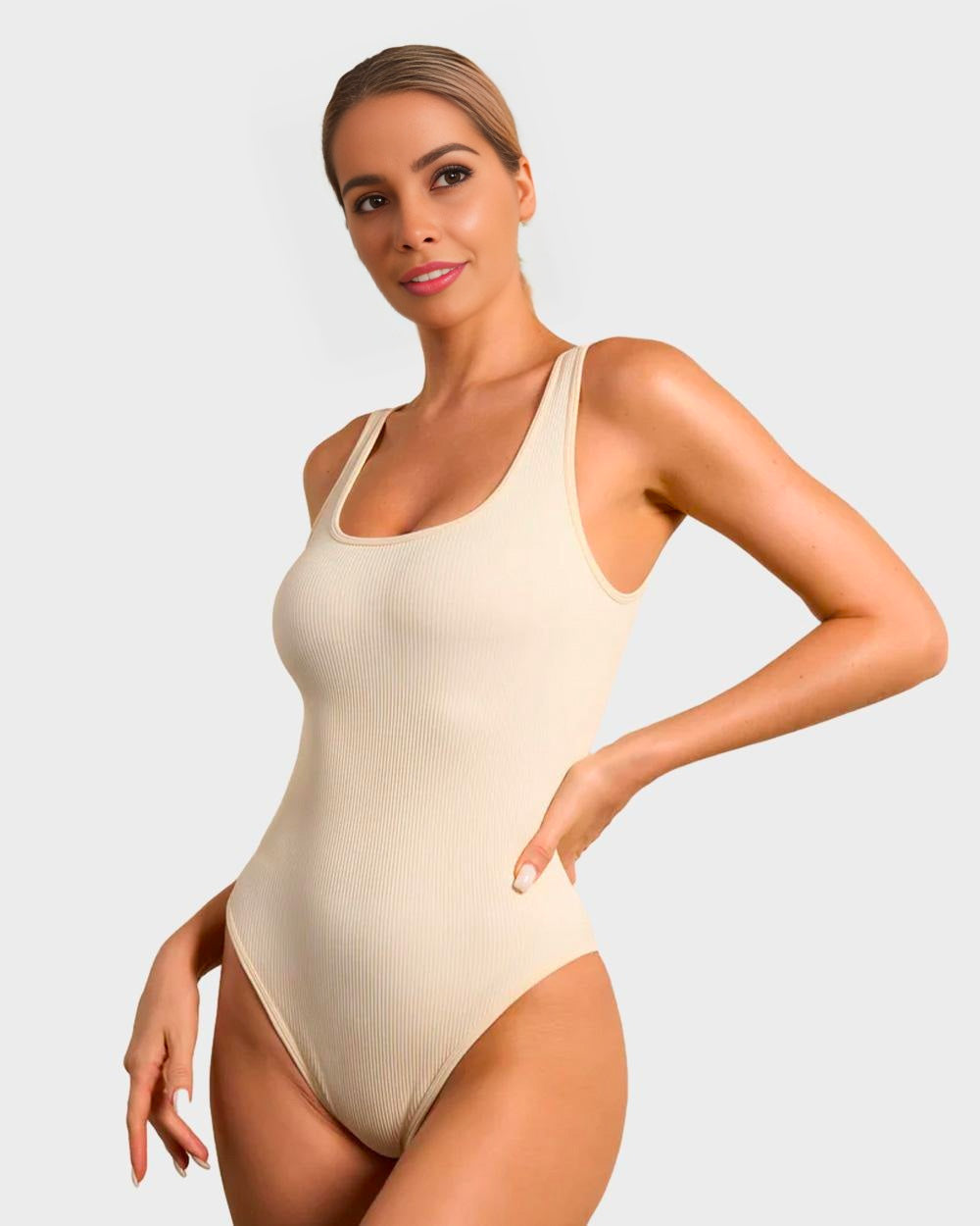 Wide Strap Backless Thong Bodysuit