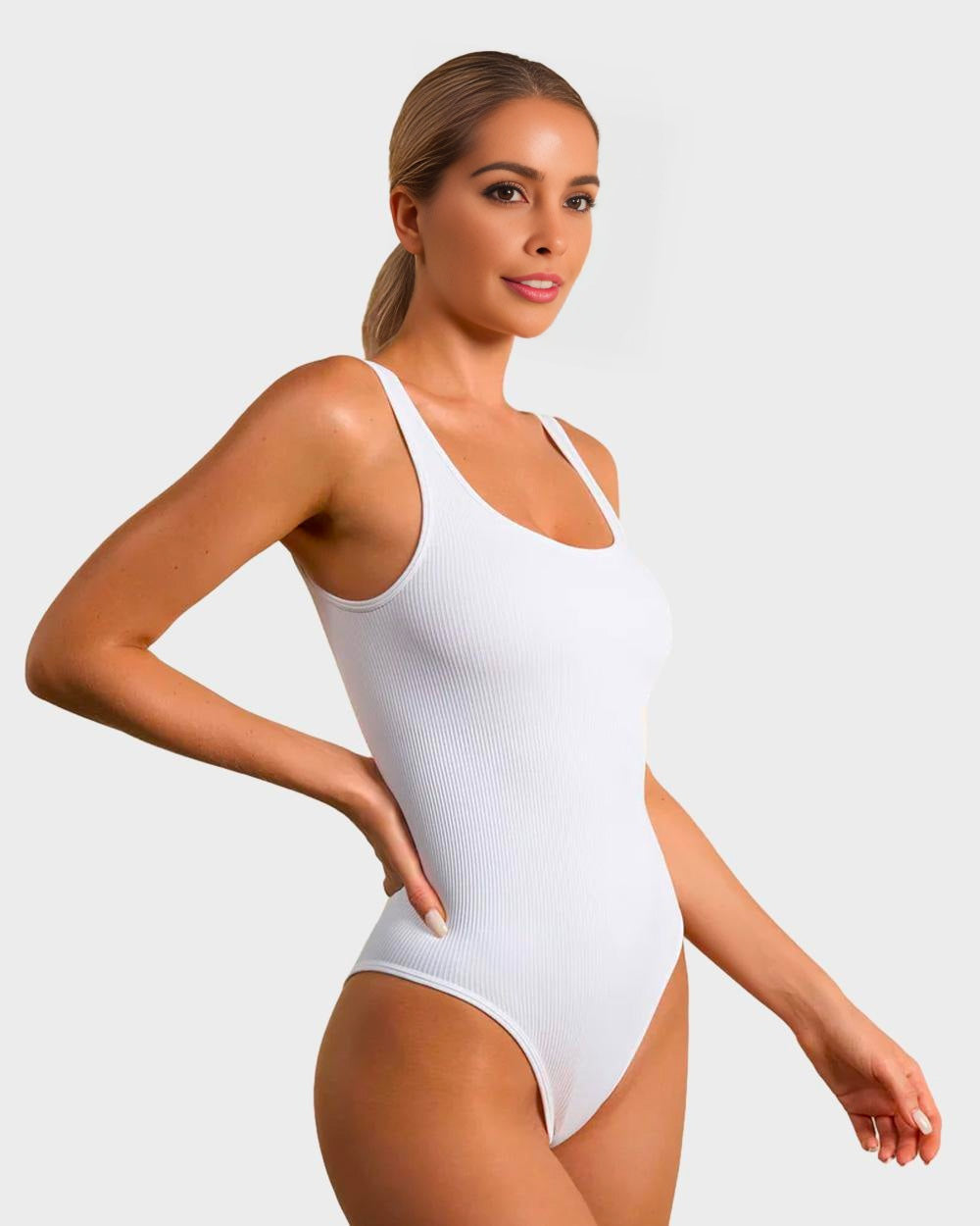 Wide Strap Backless Thong Bodysuit