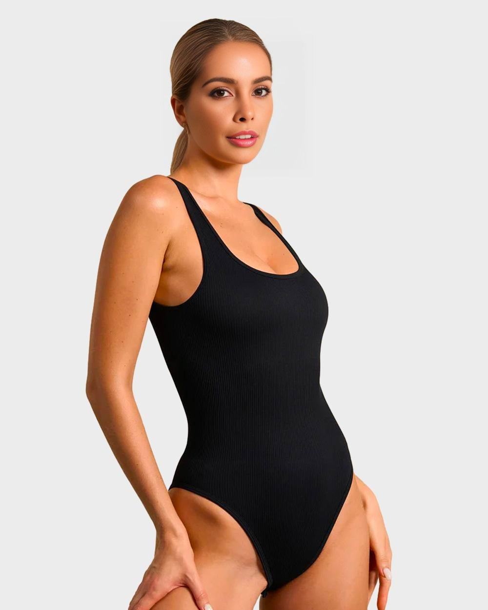 Wide Strap Backless Thong Bodysuit