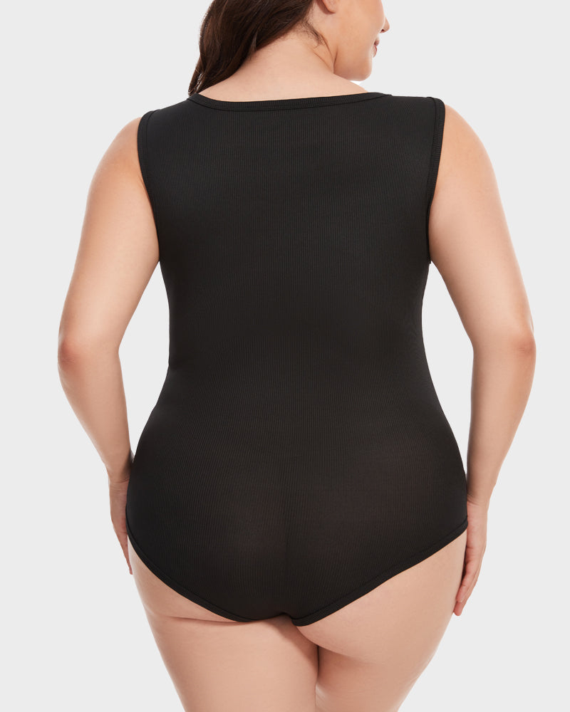 Ribbed Strappy Square Neck Bodysuits