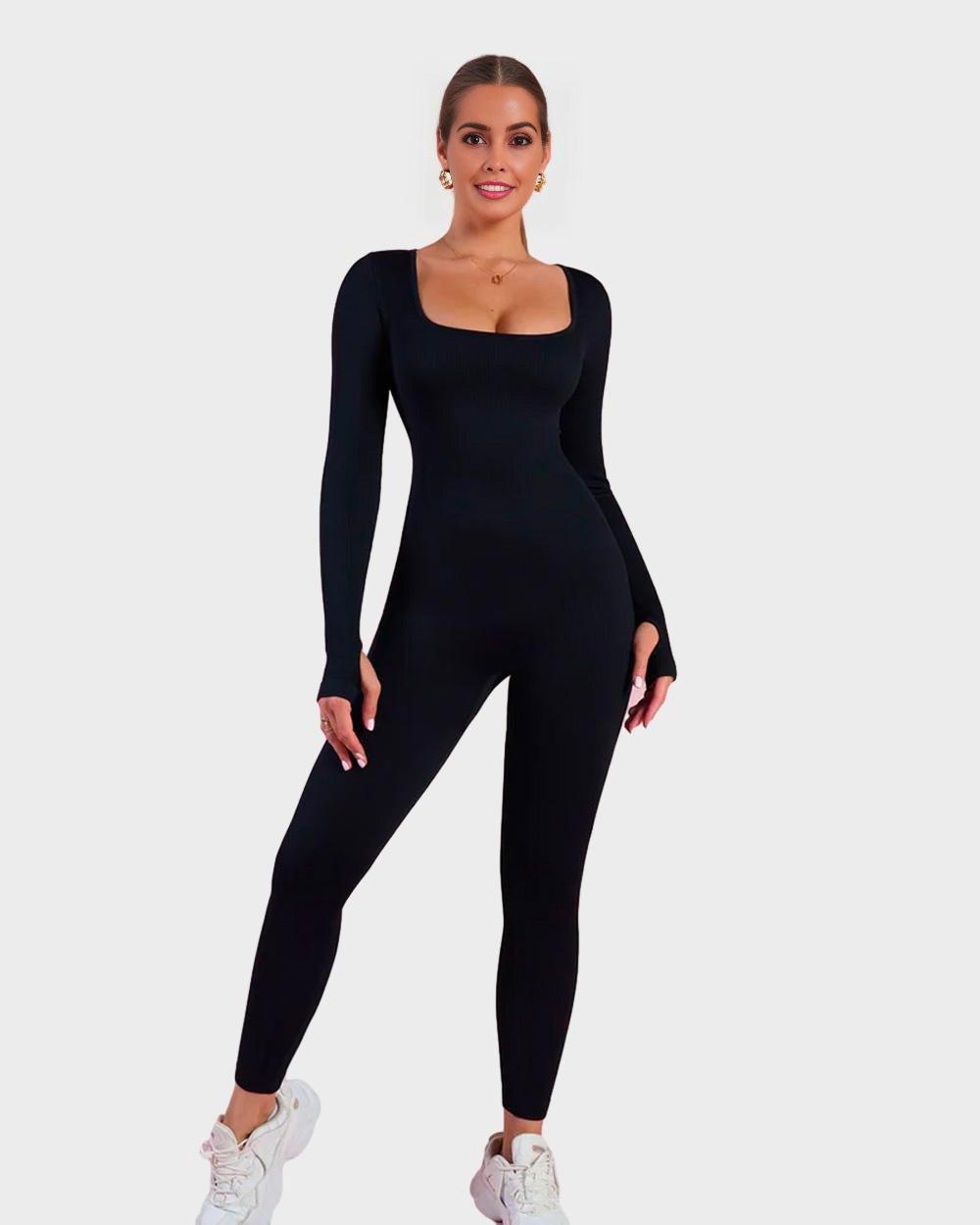 SheShape® Long Sleeve Square Neck Full Body Shaper Jumpsuit